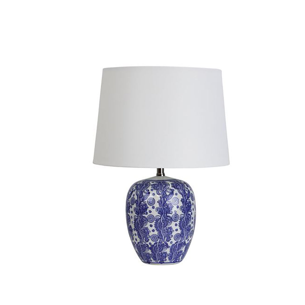 Buy Table Lamps Australia Mei Table Lamp Ivory Cotton White / Blue Ceramic - OL98892