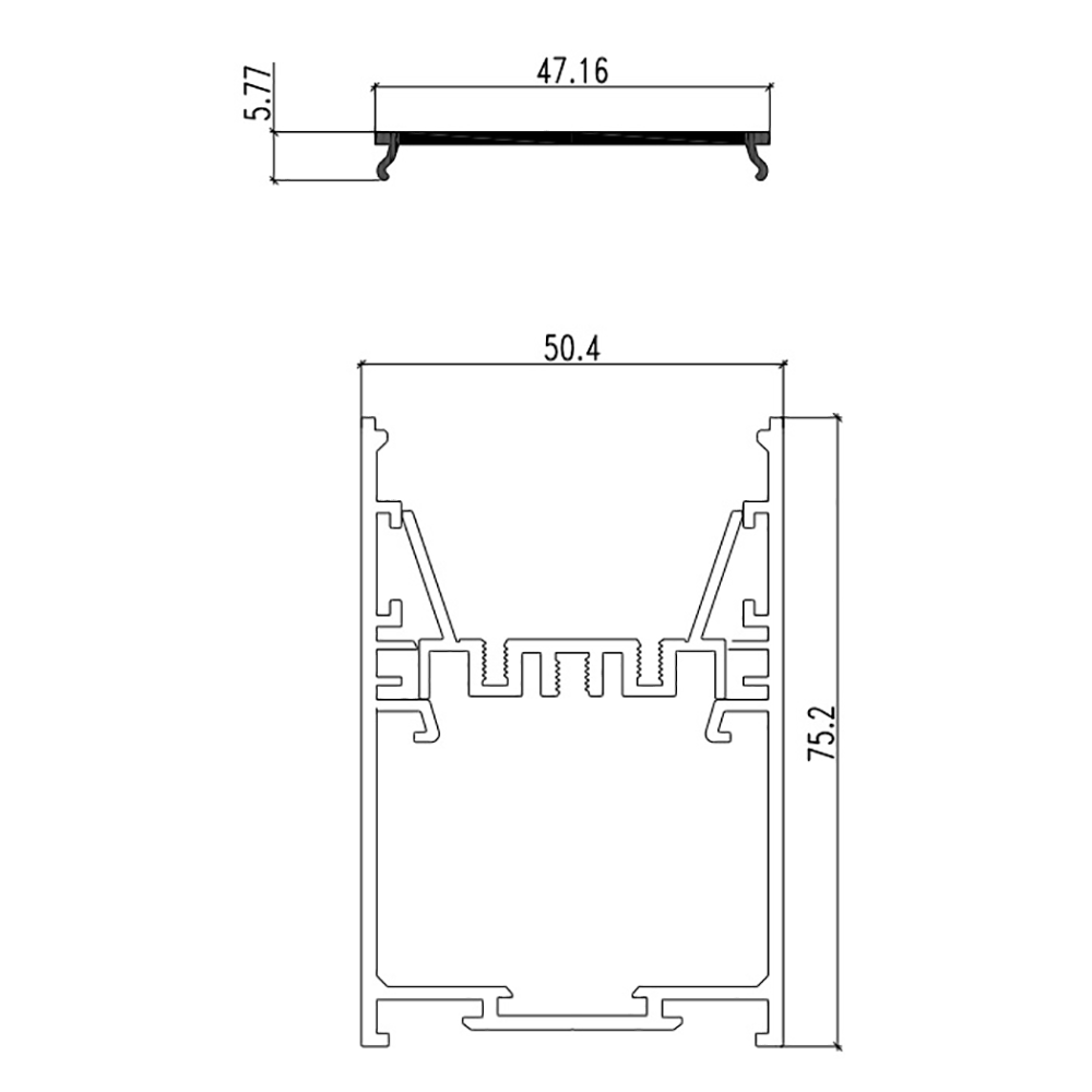 Surface Strip Light Profile L2000mm W50mm Silver Aluminium - VB-ALP5075-2M