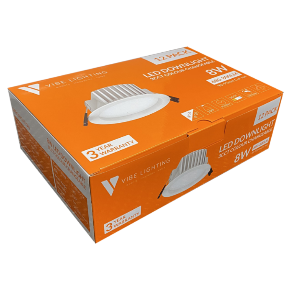 Recessed LED Downlight W106mm White Plastic CCT - VBLDL-185-1-CCT-PACK