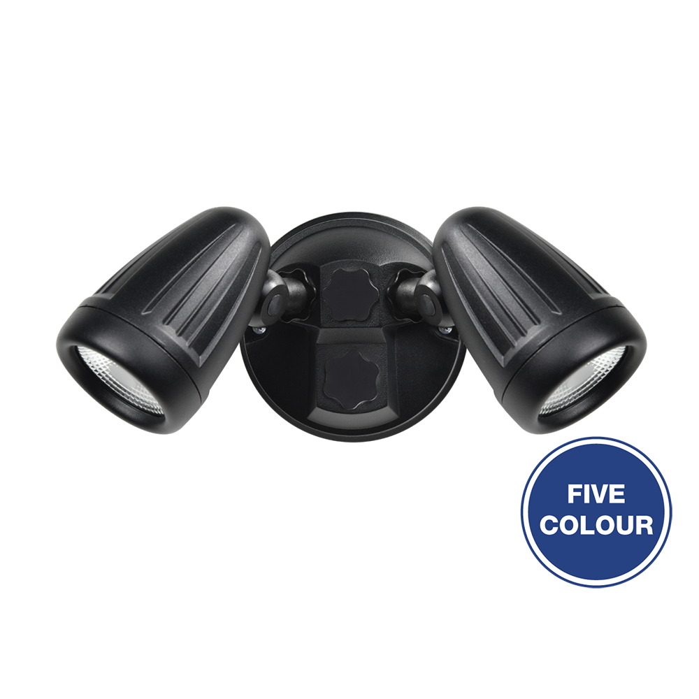 Buy Exterior Spotlights Australia Seculite V Exterior Spotlight 2Lights 20W Black Aluminium 5CCT - 201001