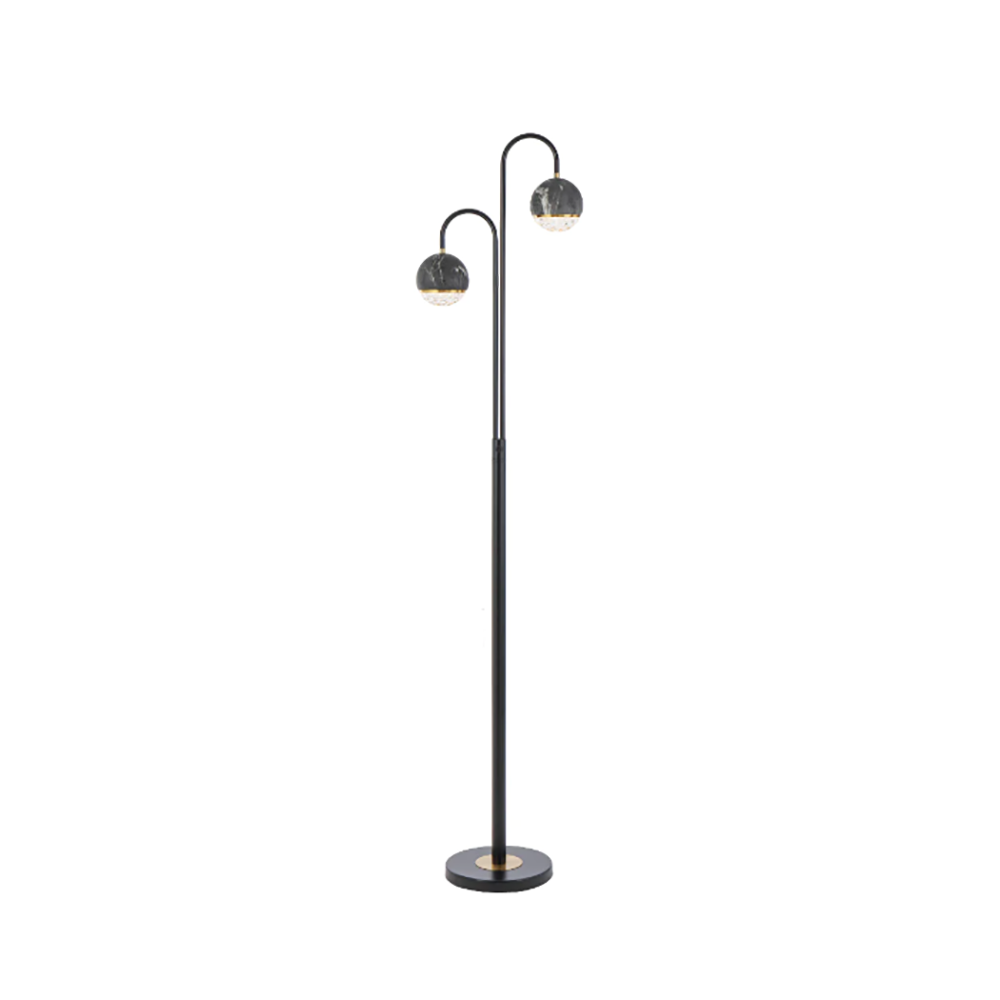 Oneta Floor Lamp 2 Lights Black Matt Iron Clear Acrylic - ONETA FL2-BKCL