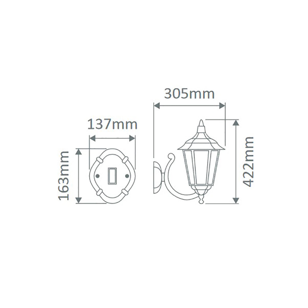 Chester Outdoor Wall Lantern Up Bracket Beige Aluminium - 14972