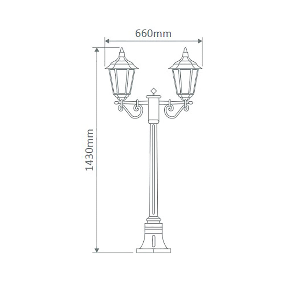 Buy Post Lights Australia Chester Post 2 Lights H1430mm Black Aluminium - 14997