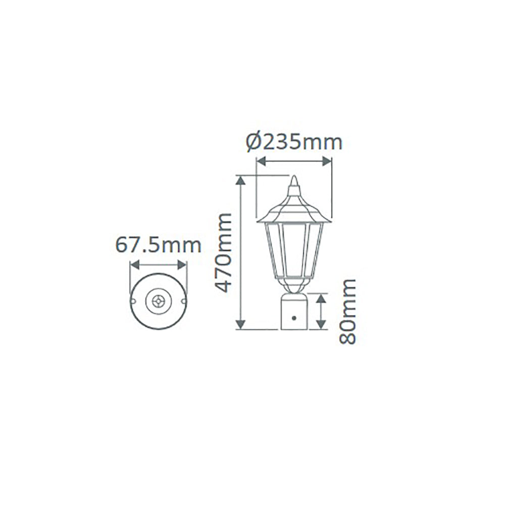 Chester Post Top H470mm White Aluminium - 15037