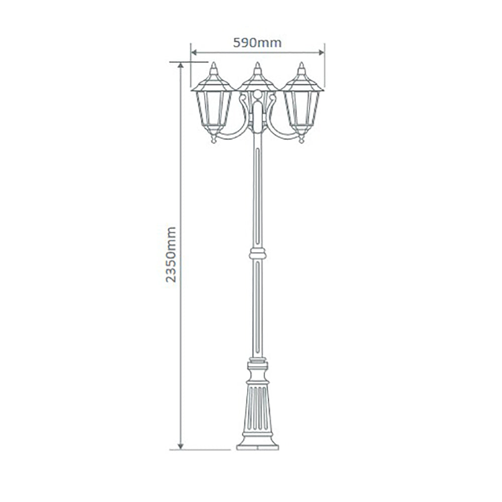 Buy Post Lights Australia Chester Post 3 Lights H2350mm Green Aluminium - 15059