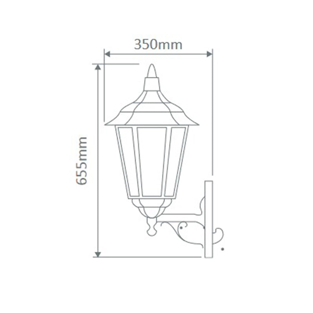 Chester Outdoor Wall Lantern Up Bracket H655mm White Aluminium - 15067
