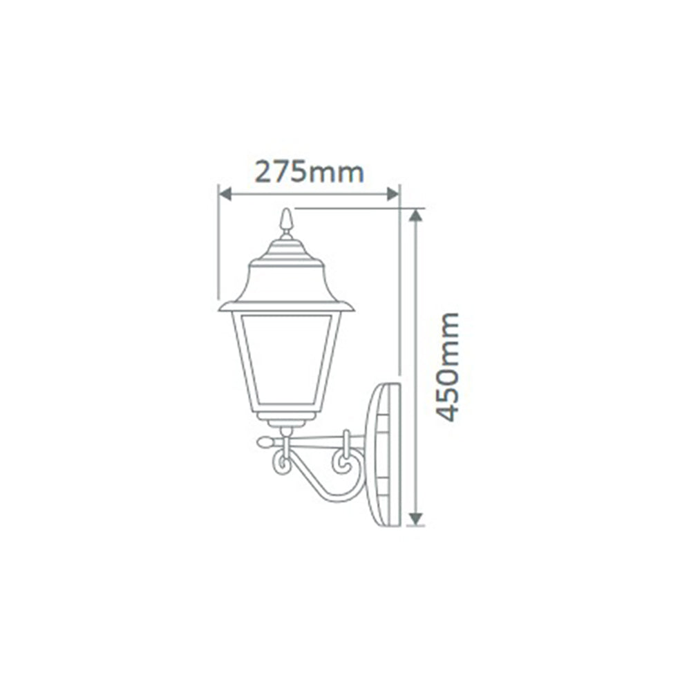 Paris Outdoor Wall Lantern Up Bracket H450mm Green Aluminium - 15119