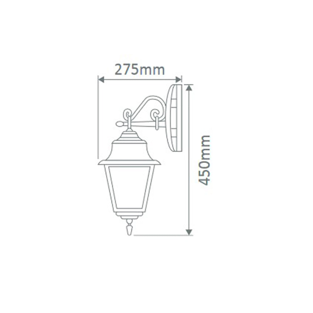 Paris Outdoor Wall Lantern Down Bracket H450mm White Aluminium - 15127