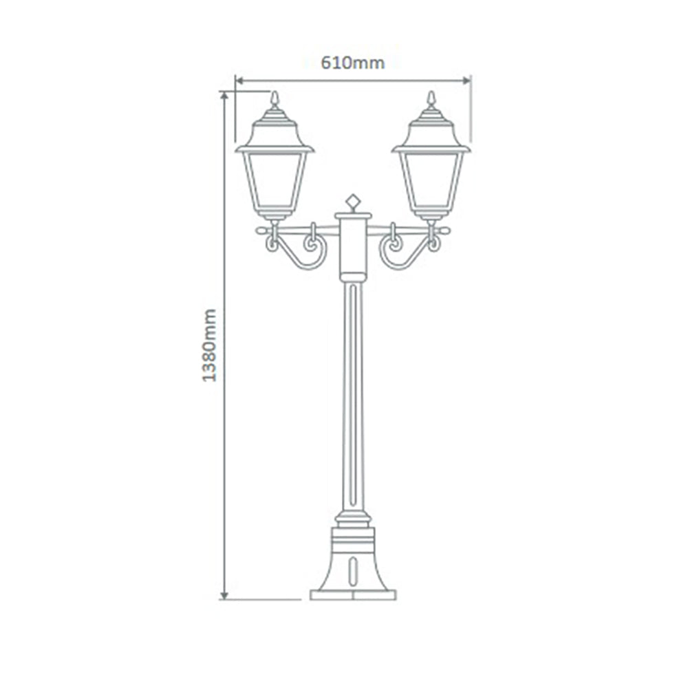 Buy Post Lights Australia Paris Post 2 Lights H1380 White Aluminium - 15145