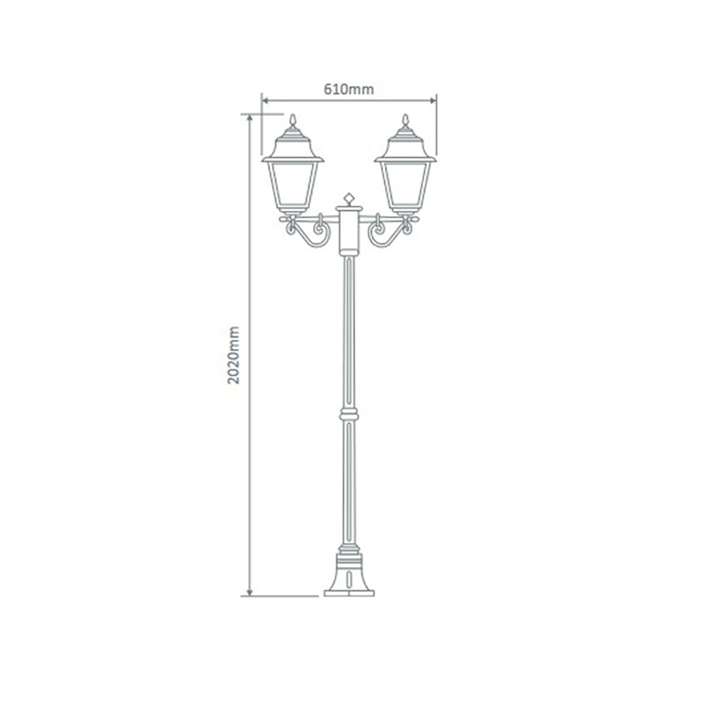 Buy Post Lights Australia Paris Post 2 Lights H2020mm White Aluminium - 15157