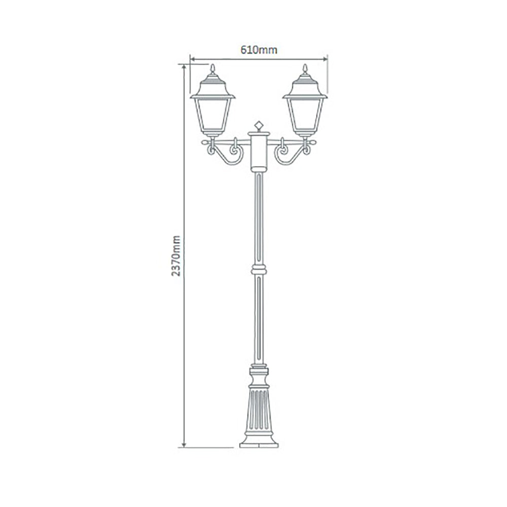 Buy Post Lights Australia Paris Post 2 Lights H2370mm White Aluminium - 15169