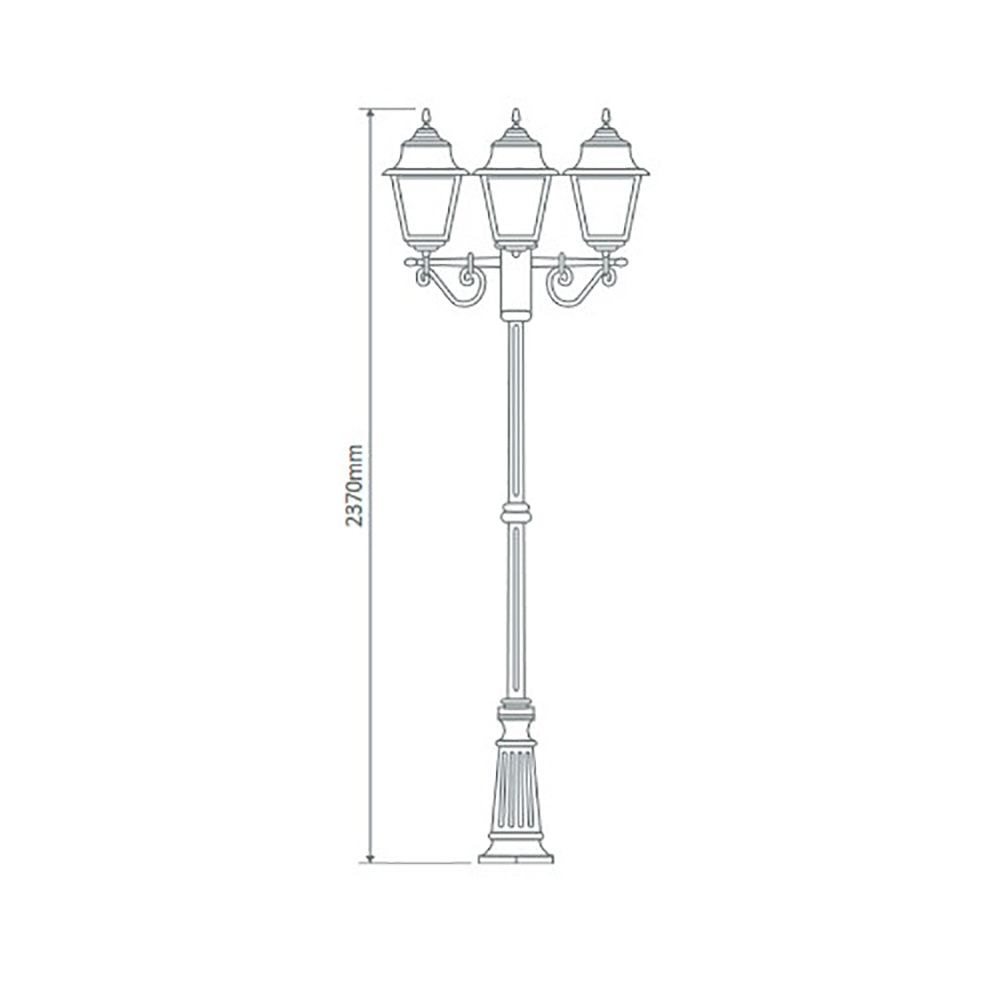 Buy Post Lights Australia Paris Post 3 Lights H2370mm White Aluminium - 15175