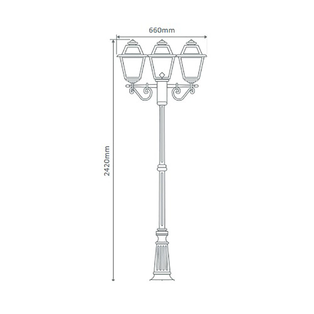 Buy Post Lights Australia Avignon Post 3 Lights H2420mm White Aluminium - 15253