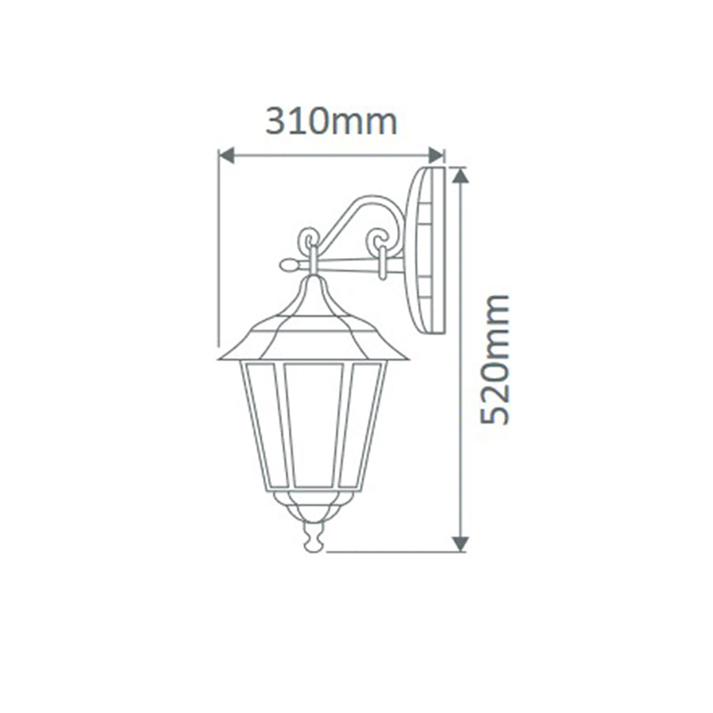 Turin Outdoor Wall Lantern Down Bracket H520mm White Aluminium - 15493