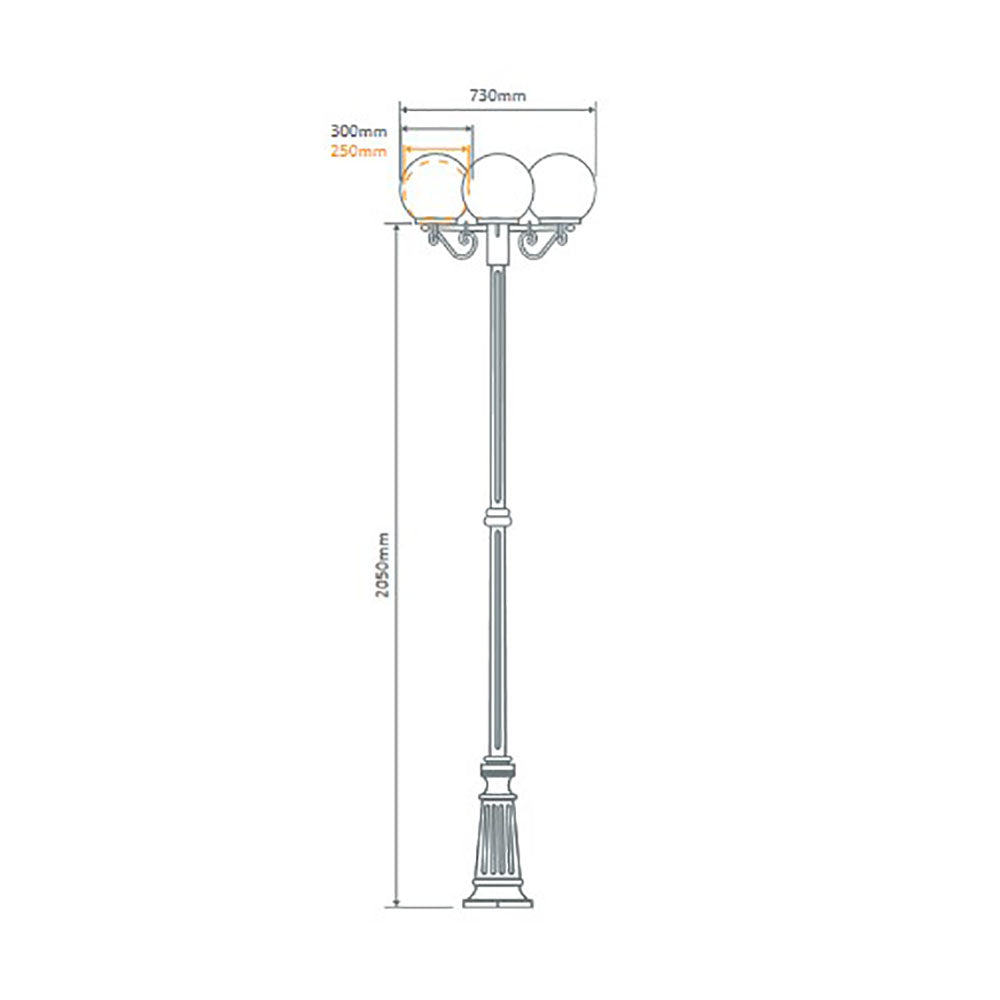 Buy Post Lights Australia Siena Post 3 Lights H2300mm W250mm White Aluminium - 15631