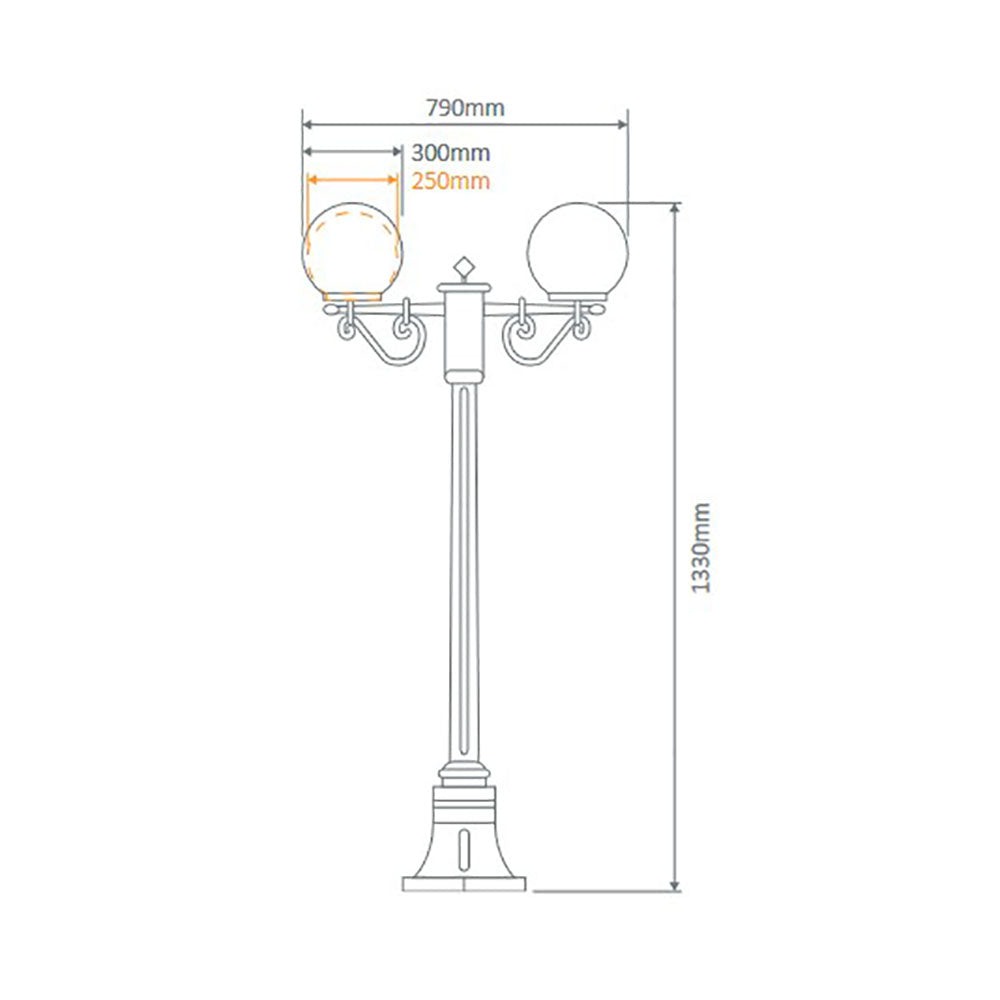 Buy Post Lights Australia Siena Post 2 Lights H1330mm W300mm Burgundy Aluminium - 15646