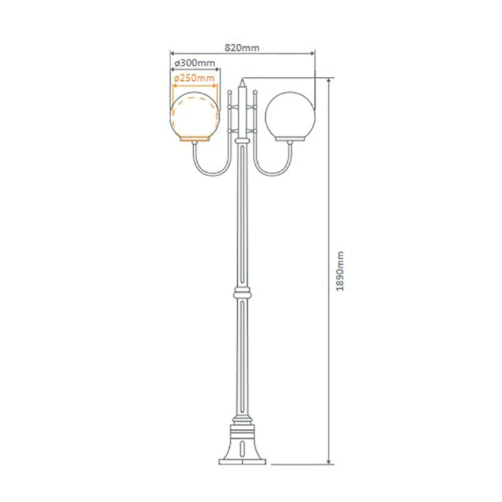 Buy Post Lights Australia Lisbon Post 2 Lights Up Bracket H1890mm W250mm White Aluminium - 15715