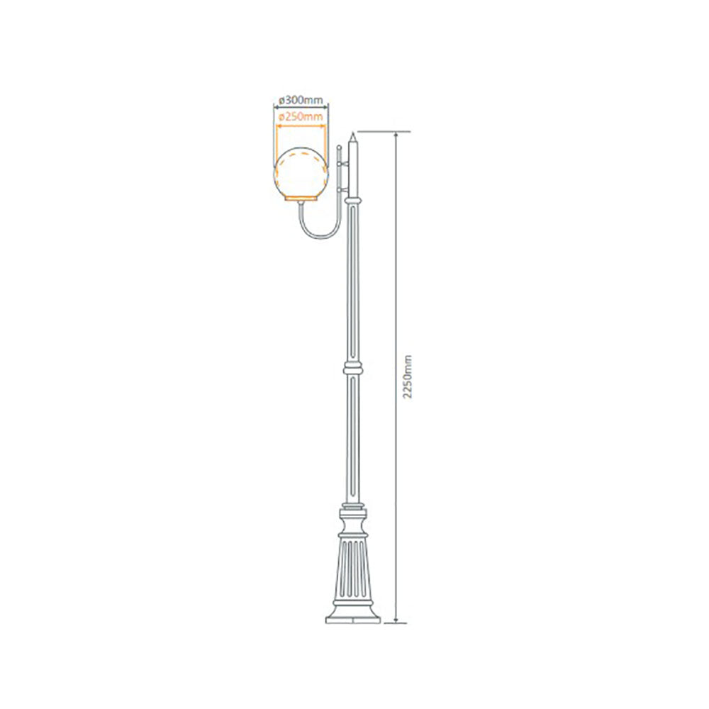 Lisbon Post Light Up Bracket H2250mm W250mm Beige Aluminium - 15722