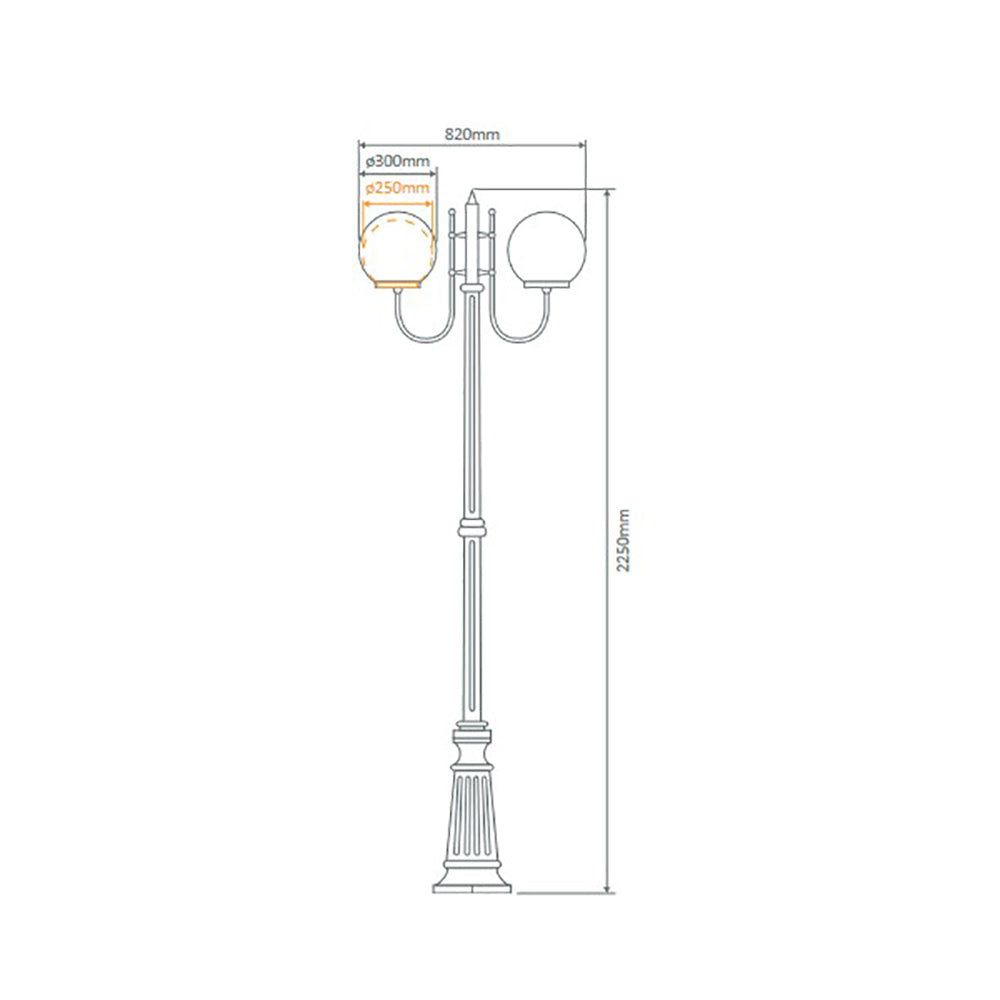 Buy Post Lights Australia Lisbon Post 2 Lights Up Bracket H2250mm W250mm White Aluminium - 15739