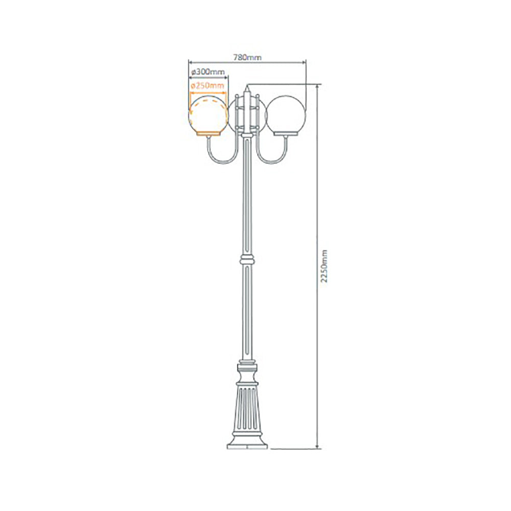 Buy Post Lights Australia Lisbon Post 3 Lights Up Bracket H2250mm W250mm White Aluminium - 15763