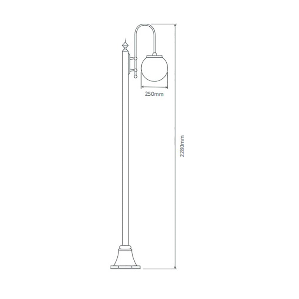 Buy Post Lights Australia Lisbon Post Light Down Bracket H2280mm W250mm White Aluminium - 15787