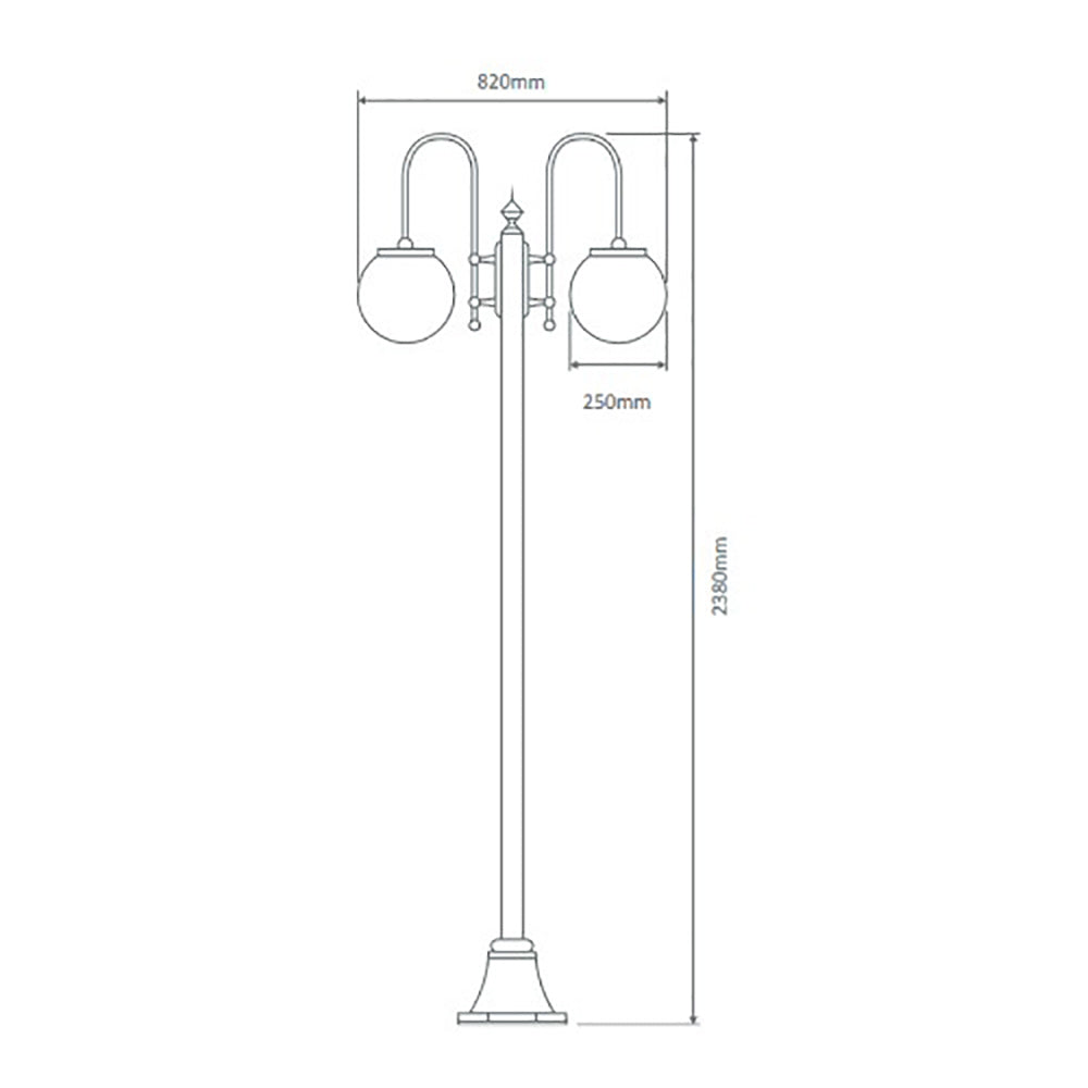 Buy Post Lights Australia Lisbon Post 2 Lights Down Bracket H2380mm W820mm White Aluminium - 15793