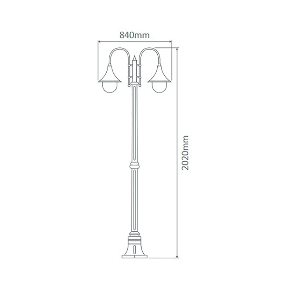 Monaco Post 2 Lights H2020mm Green Aluminium - 15839