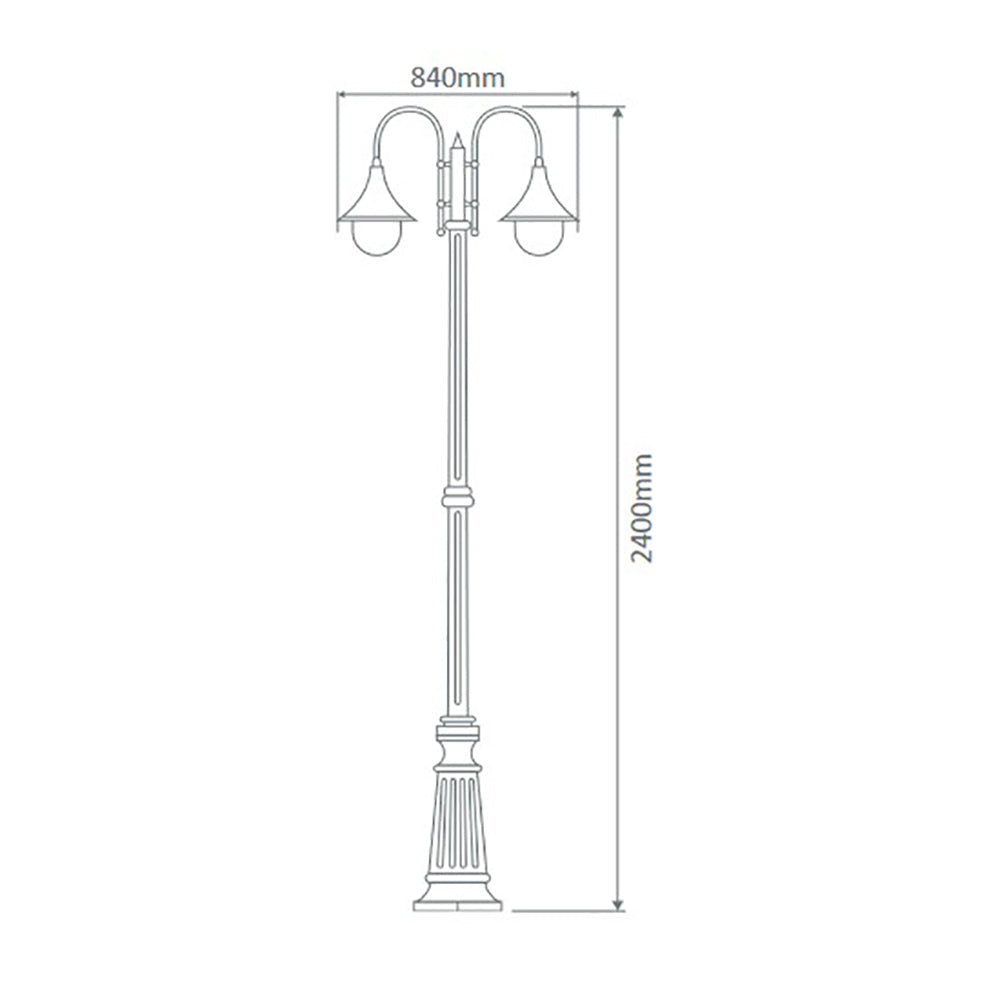 Monaco Post 2 Lights H2400mm White Aluminium - 15853