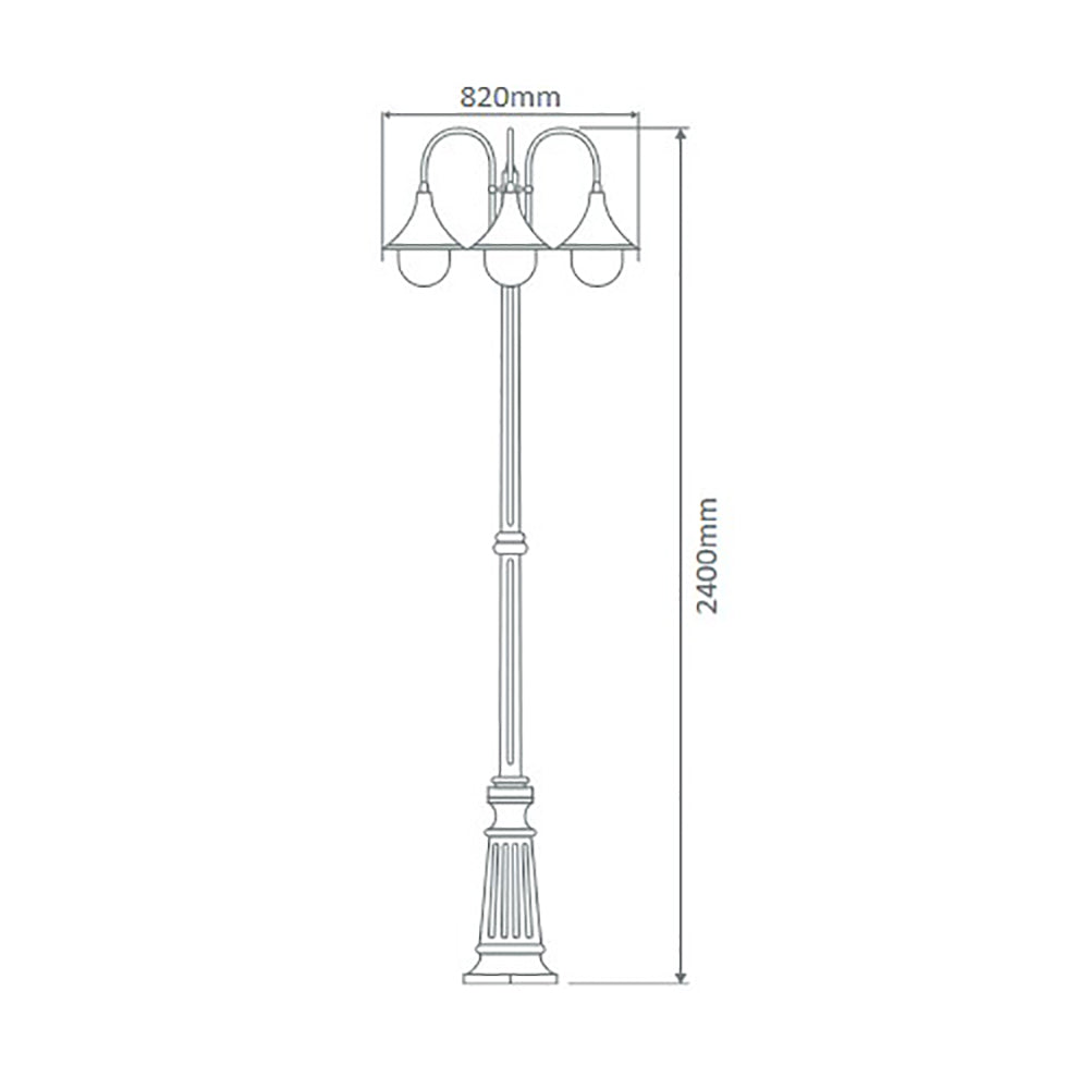 Monaco Post 3 Lights H2400mm Green Aluminium - 15857