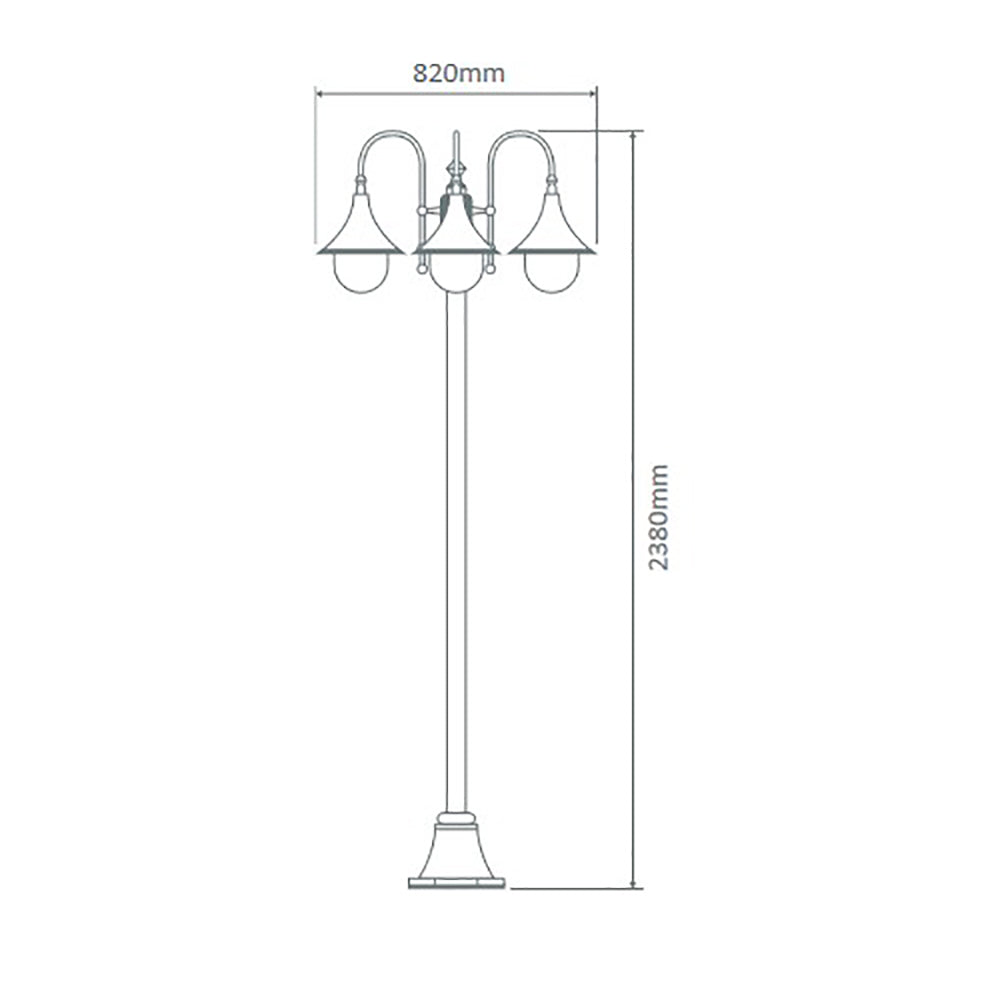 Monaco Post 3 Lights H2380mm Green Aluminium - 15863