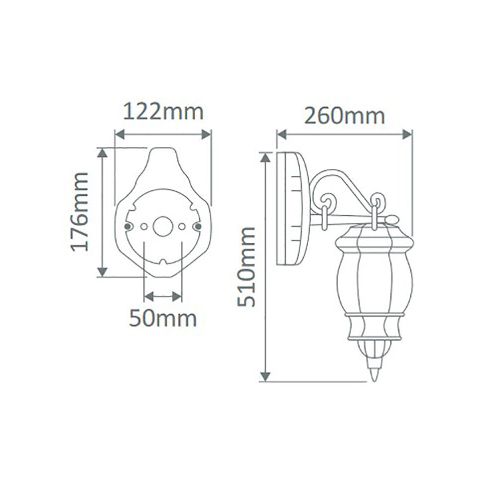 Buy Outdoor Wall Lanterns Australia Vienna Outdoor Wall Lantern Down Bracket H510mm White Aluminium - 15895