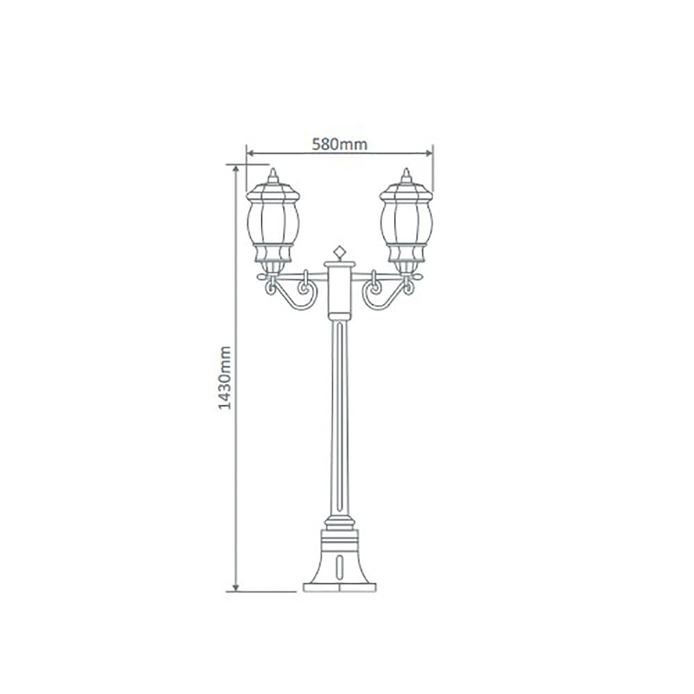 Vienna Post 2 Lights H1430mm White Aluminium - 15913