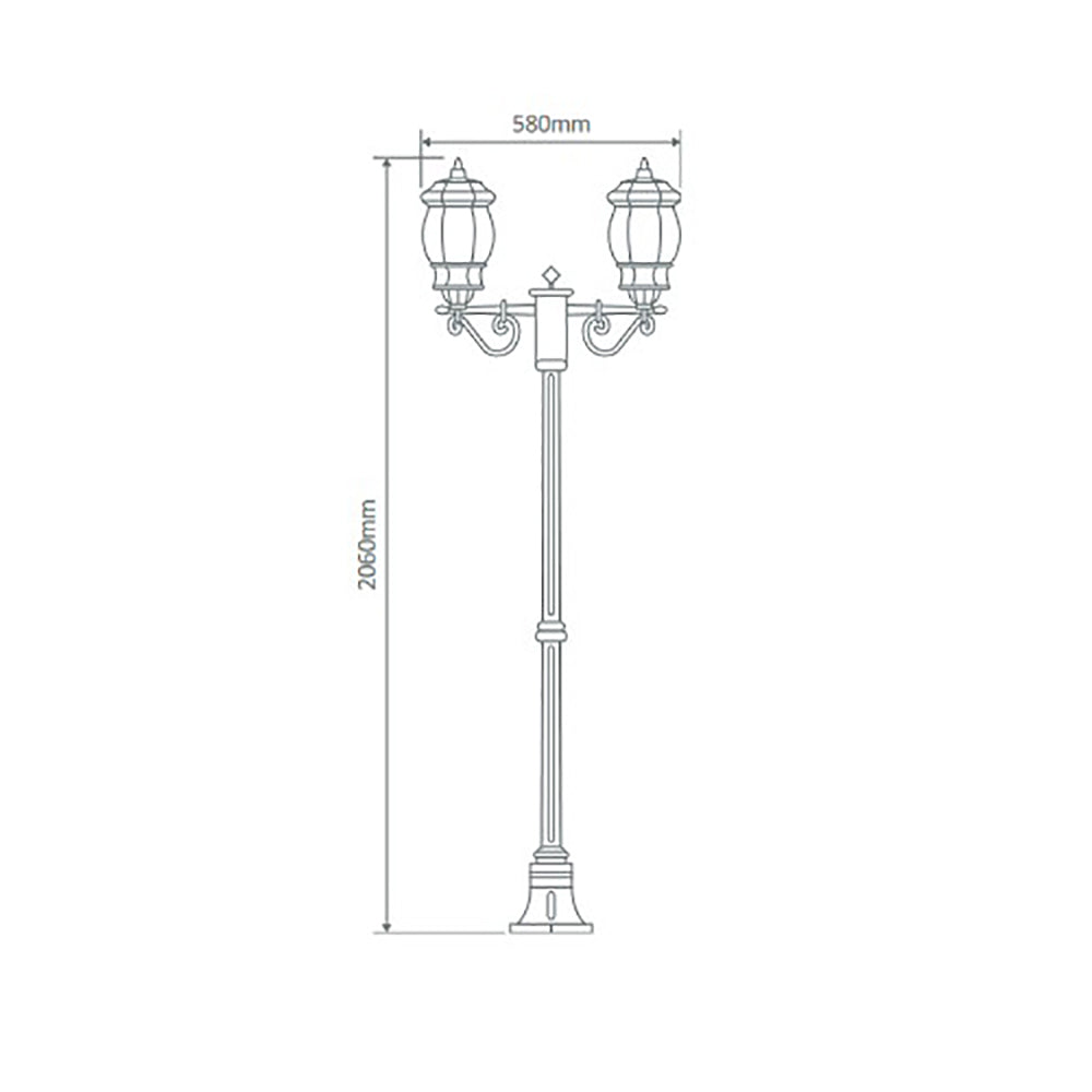 Vienna Post 2 Lights H2060mm Green Aluminium - 15923