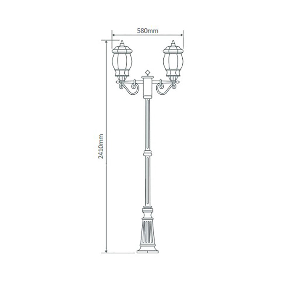 Vienna Post 2 Lights H2410mm Black Aluminium - 15933