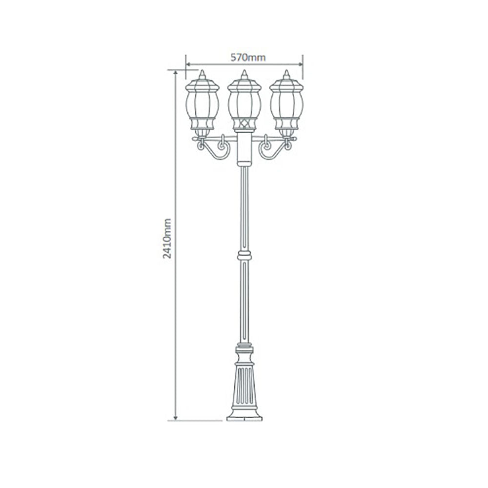 Vienna Post 3 Lights H2410mm Beige Aluminium - 15938