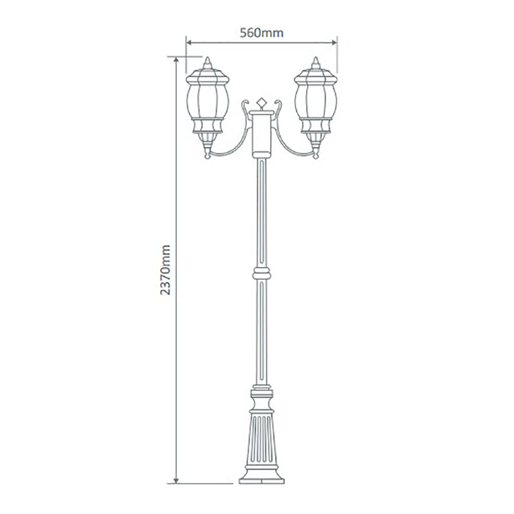 Buy Post Lights Australia Vienna Post 2 Lights H2370mm Black Aluminium - 15969