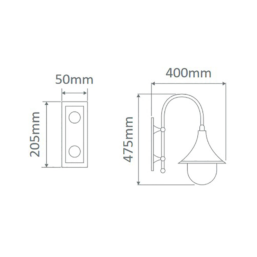 Buy Exterior Wall Lights Australia Monaco Exterior Wall Light Curved Arm H475mm Green Aluminium - 16019