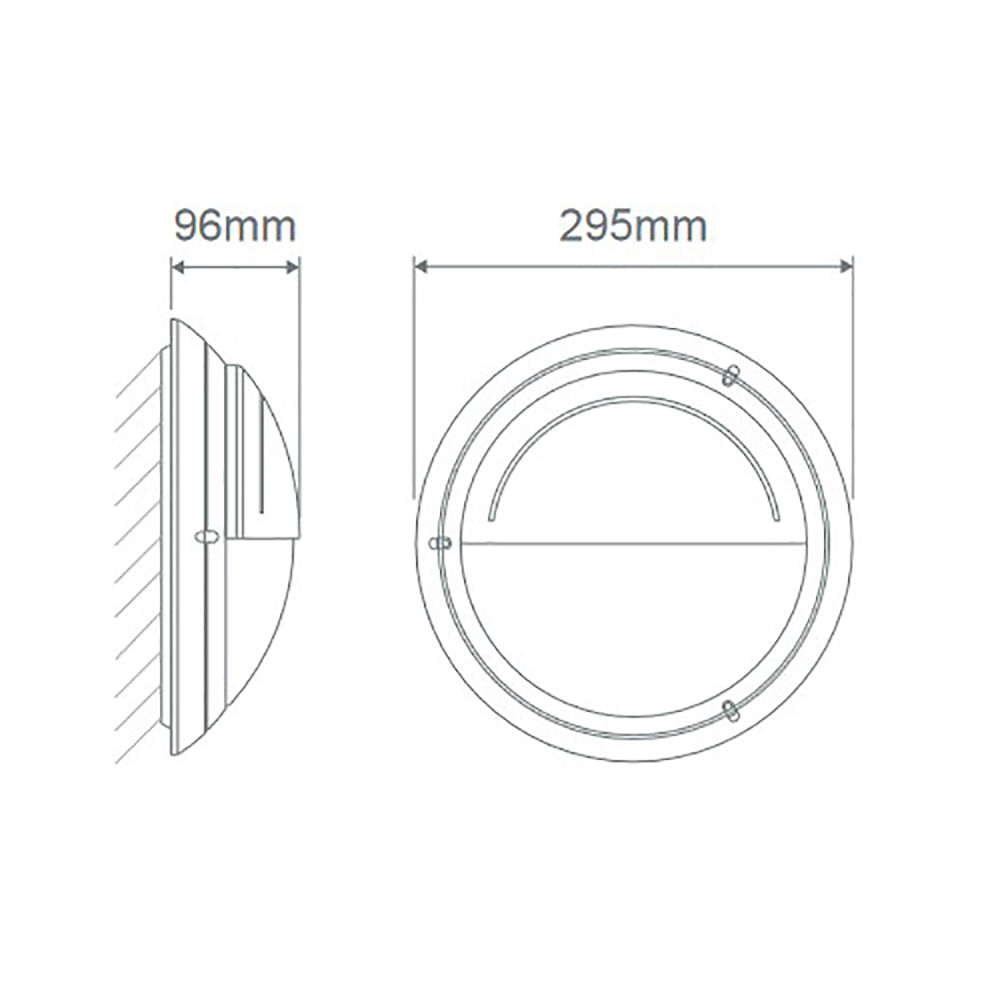 Buy Bunker Lights Australia Polyring Round Eyelid Bunker Light W295mm Black Polycarbonate - 18475