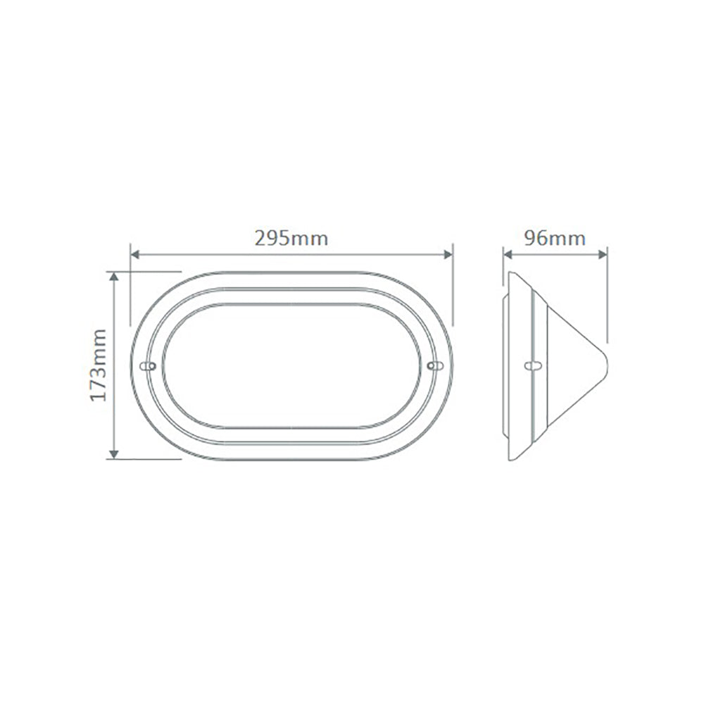 Polyring Oval Eyelid Bunker Light W295mm White Polycarbonate - 18477