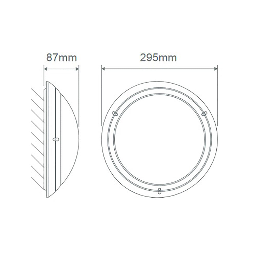 Polyring Round Bunker Light W295mm White Polycarbonate - 18590