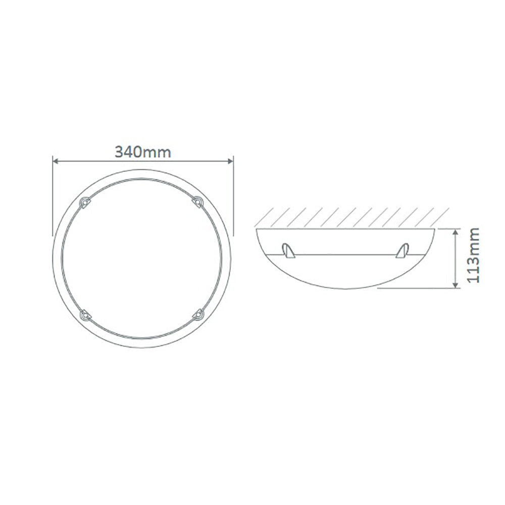 Buy Outdoor Close To Ceiling Lights Australia Polydome Outdoor Close To Ceiling Light W340mm Silver Polycarbonate - 18641