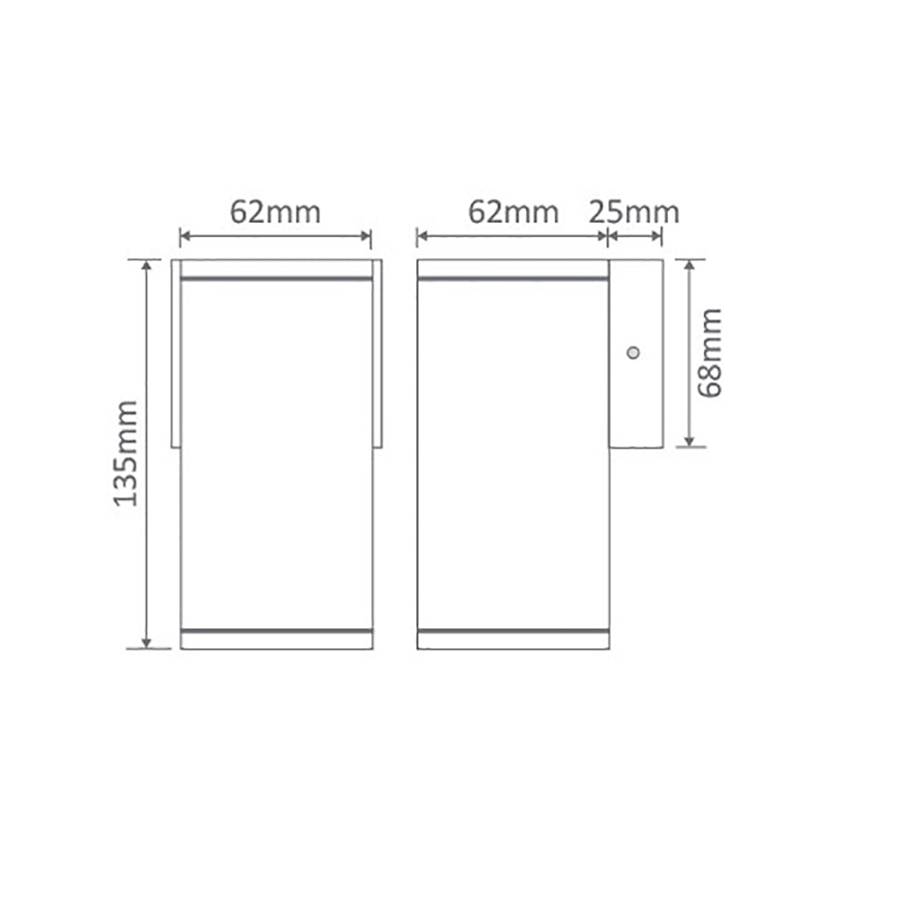 Alpha Exterior Wall Light H135mm Black Aluminium 3000K - 19389