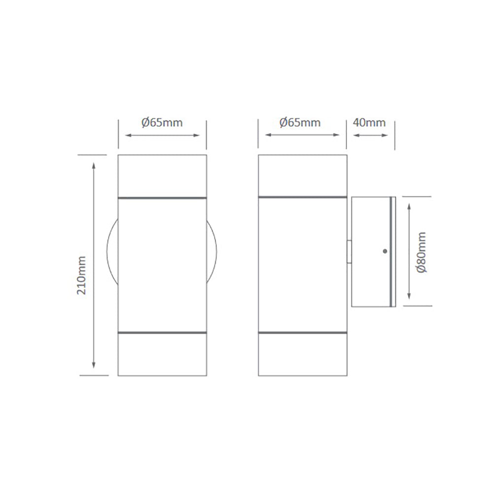 Buy Up / Down Wall Lights Australia Elite Up & Down Wall 2 Light Aluminium 3000K - 19406