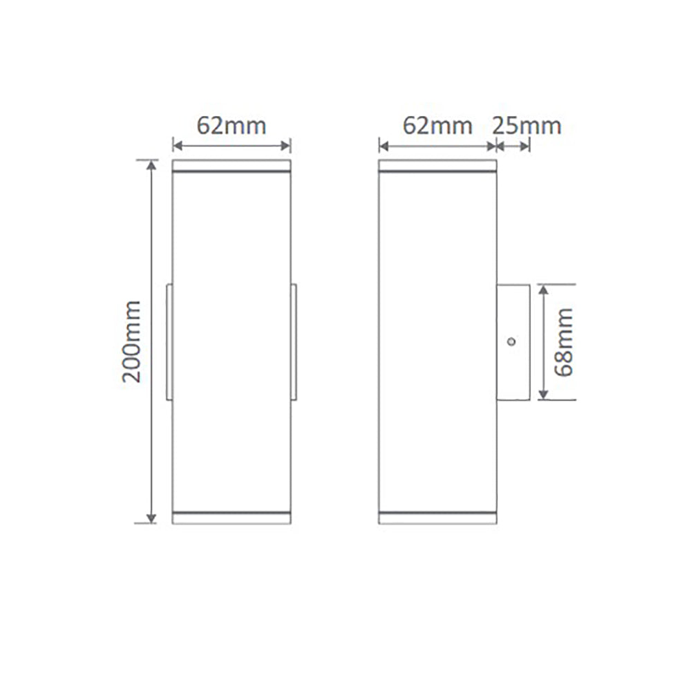 Buy Up / Down Wall Lights Australia Alpha Up & Down Wall 2 Lights H200mm Black Aluminium 3000K - 19795