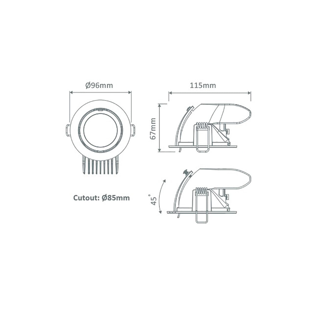 Buy Recessed Downlights Australia Scoop Round Recessed Downlight 13W White Aluminium 5000K - 20571