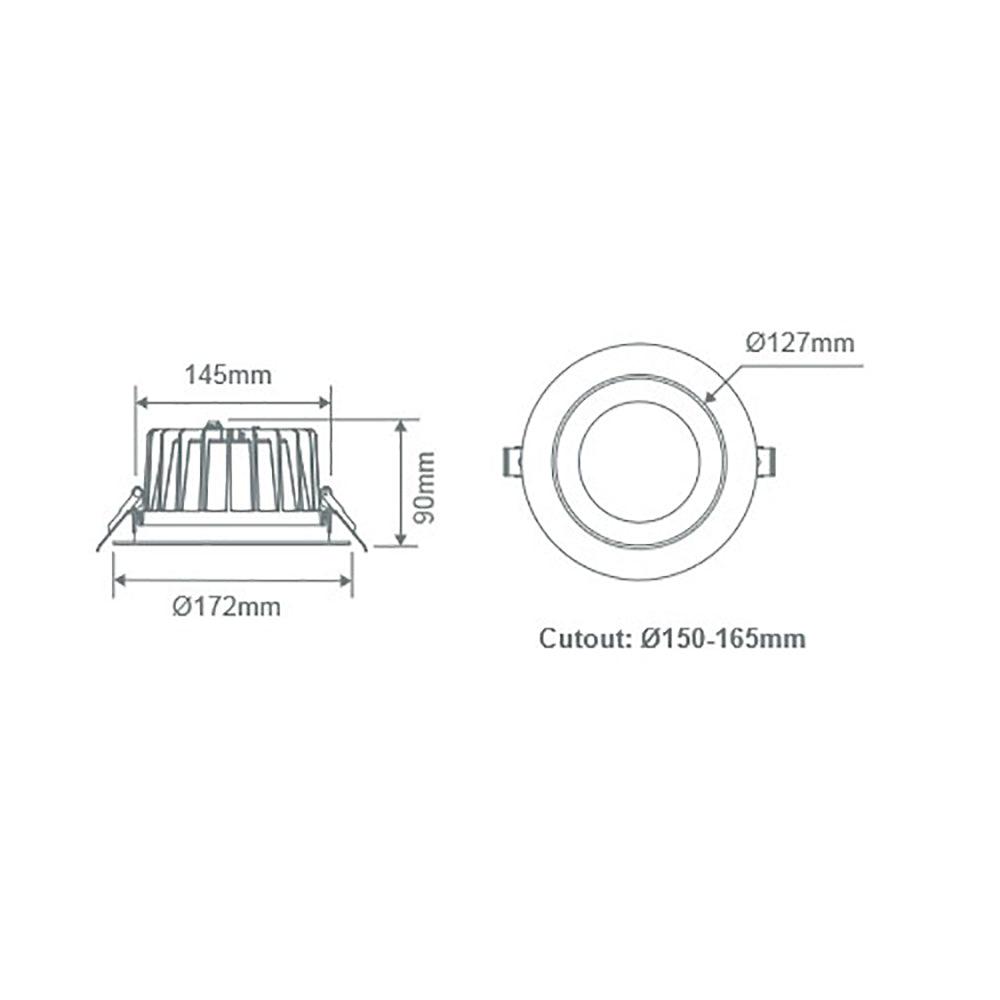 Buy Recessed LED Downlights Australia Expo Recessed LED Downlight 25W Black Aluminium 3CCT - 20712