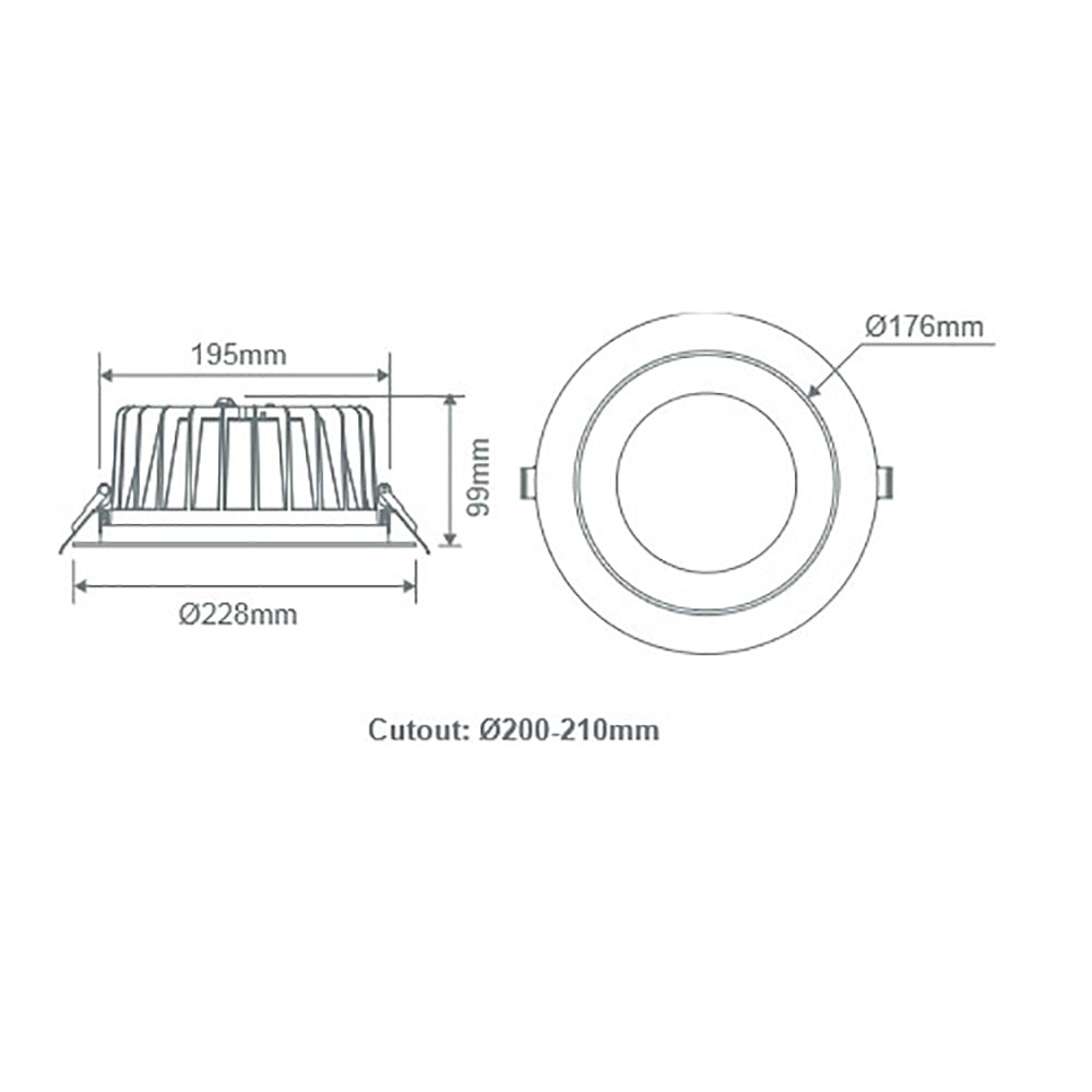 Buy Recessed LED Downlights Australia Expo Recessed LED Downlight 35W Black Aluminium 3CCT - 20714