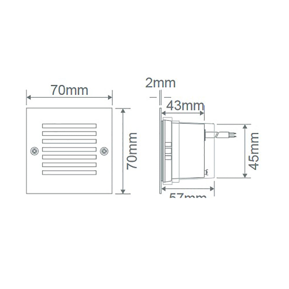 Buy Outdoor Step Lights Australia Square Outdoor Step Light 0.8W Stainless Steel 4500K - 20847