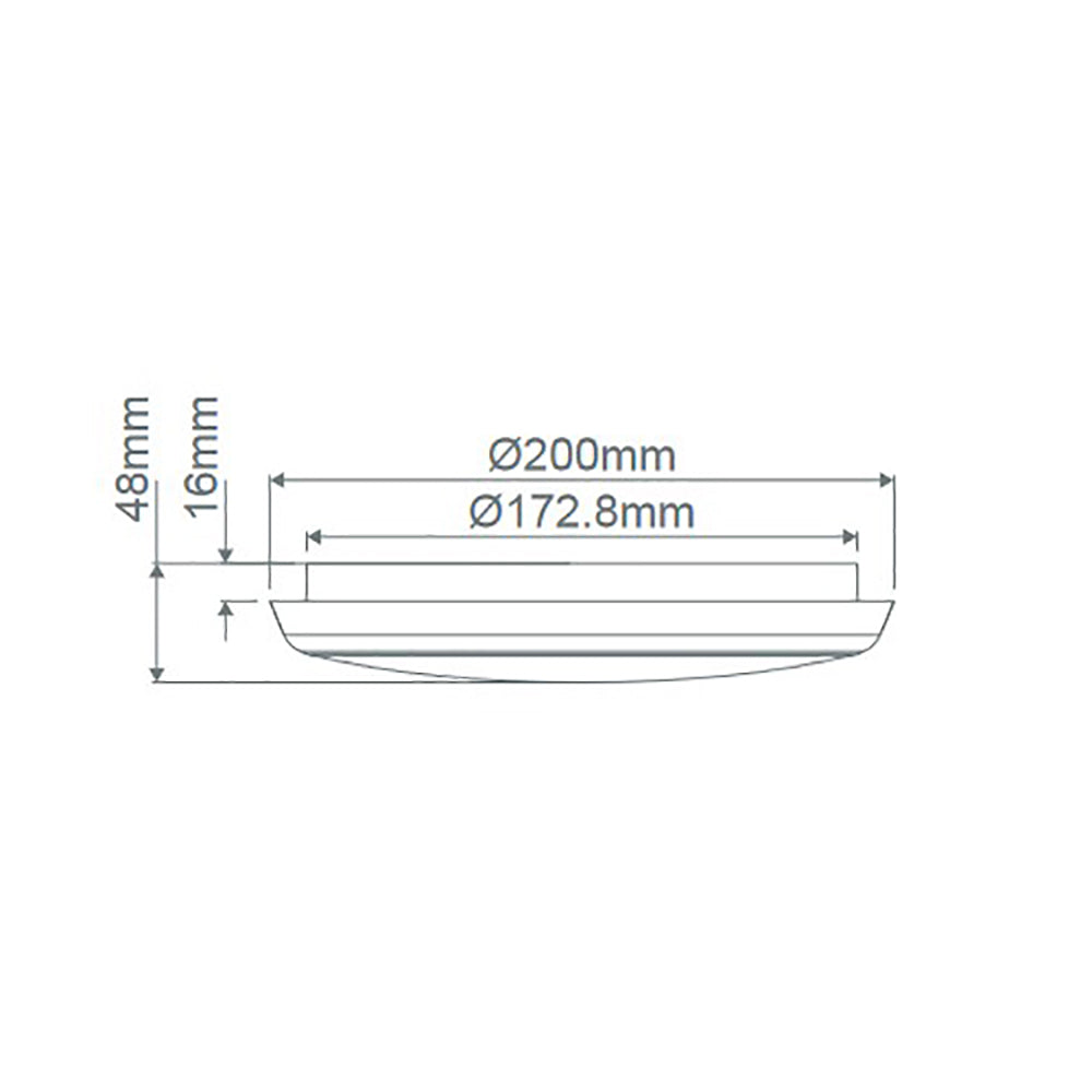 Solar Round LED Oyster Light W200mm White Polycarbonate 3CCT - 20938