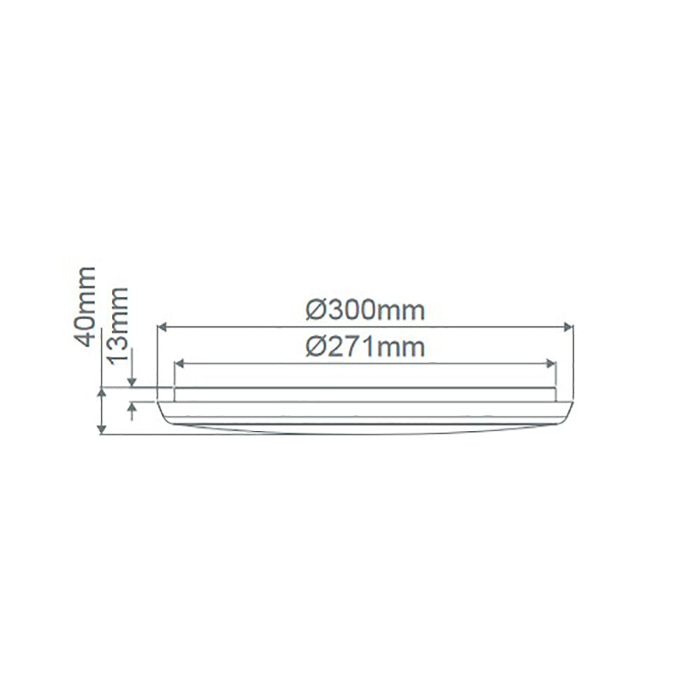 Solar Round LED Oyster Light W300mm Black Polycarbonate 3CCT - 20941